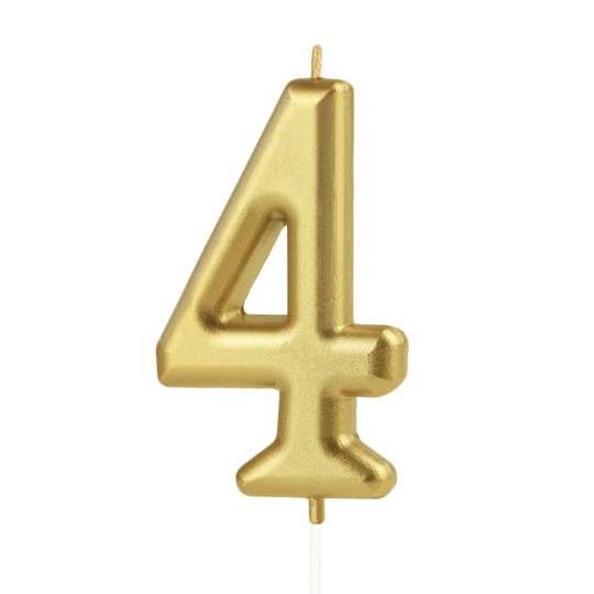 Gold number 4 candle