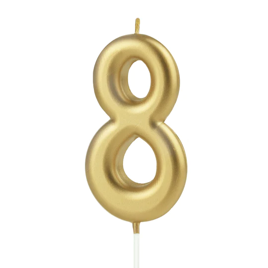 Gold number 8 candle