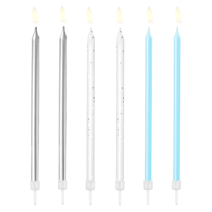 Birthday candles 3 blue colors 6 pcs
