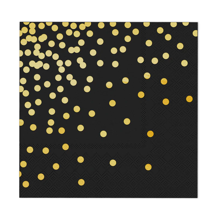 Black napkins with golden dots 10 pcs.