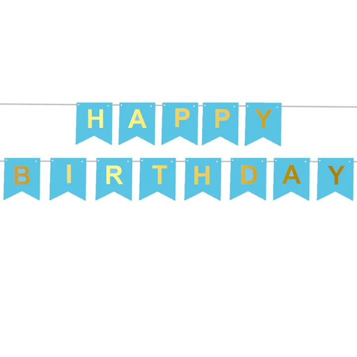 Blue happy birthday banner
