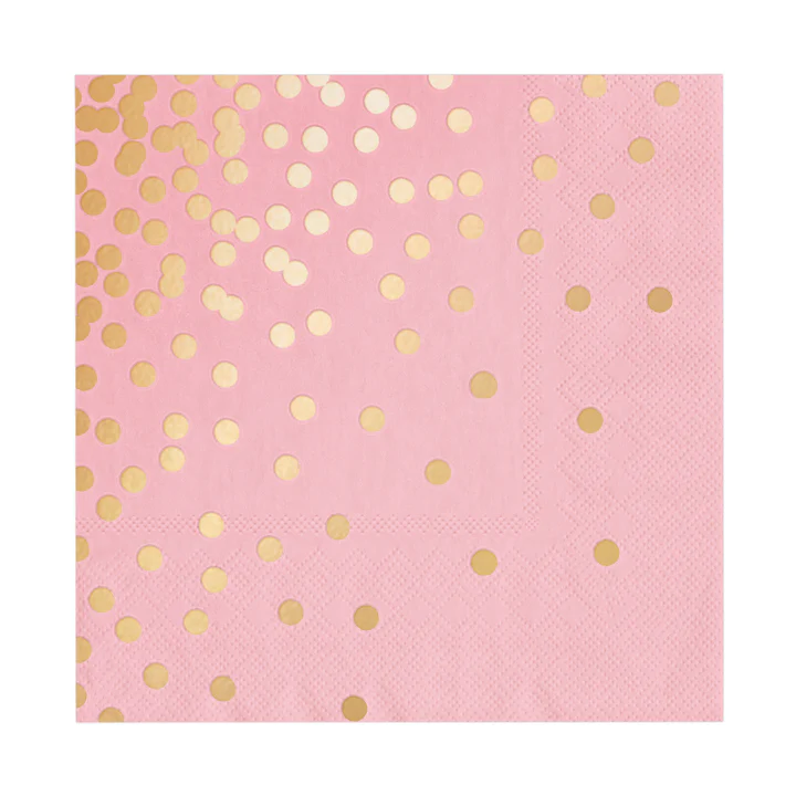 Napkins pink gold dots 10 pcs.