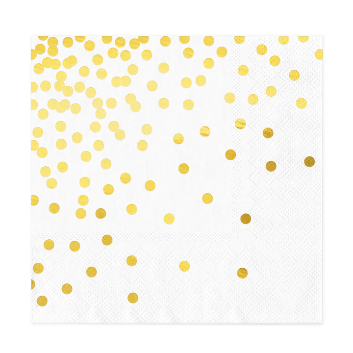 Napkins white gold dots 10 pcs.