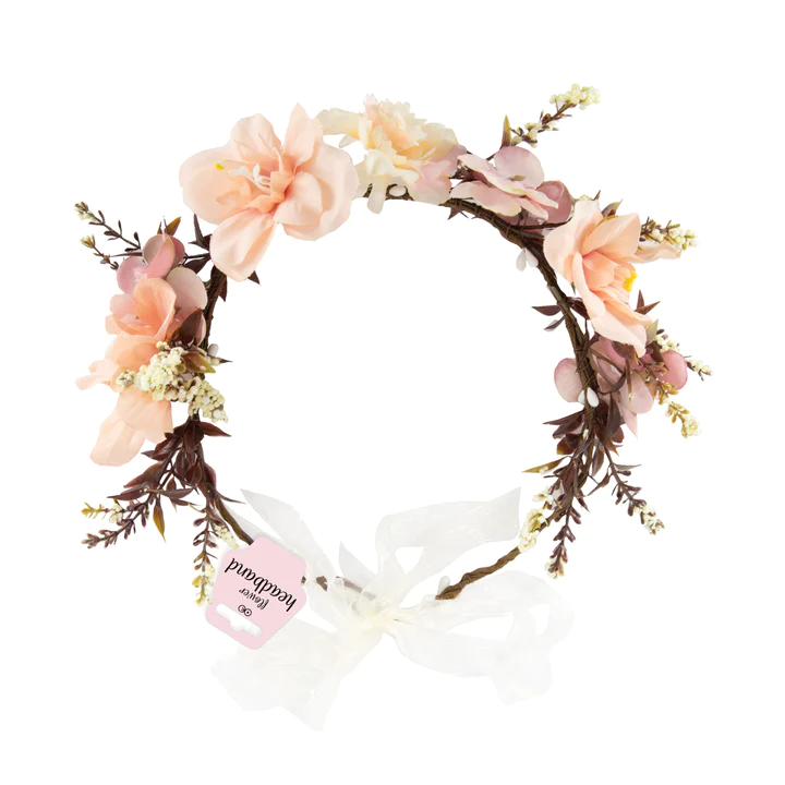 Peach-pink wreath headband 2