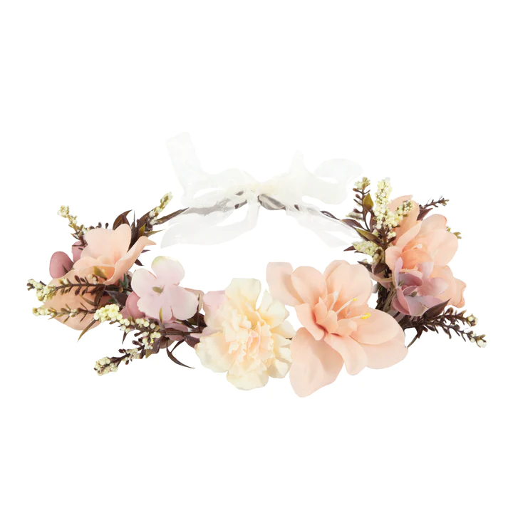 Peach-pink wreath headband