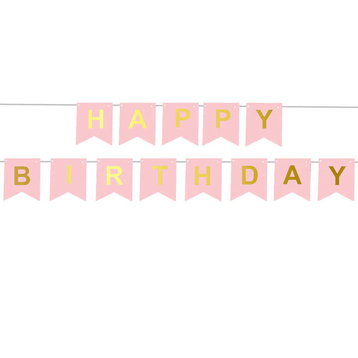 Pink happy birthday banner