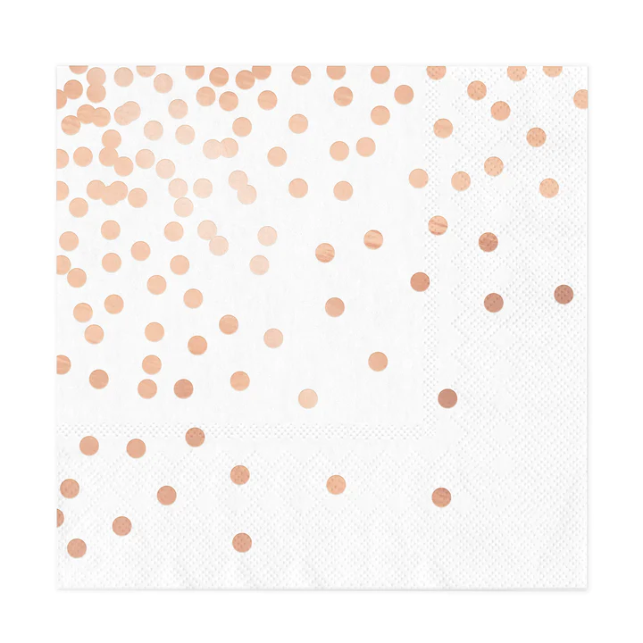 White napkins with rosegold dots 10 pcs.