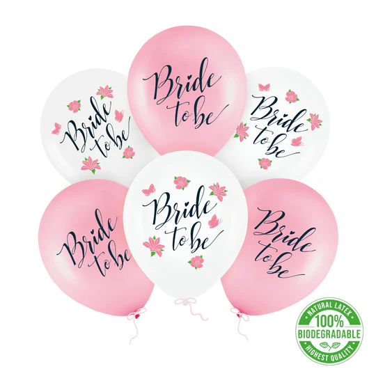 Bride to be biodegradable balloons 12 inches 6 pcs. set