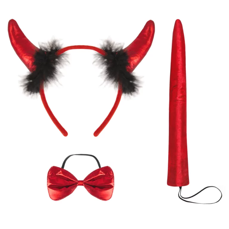 Red and black devil costume accessories