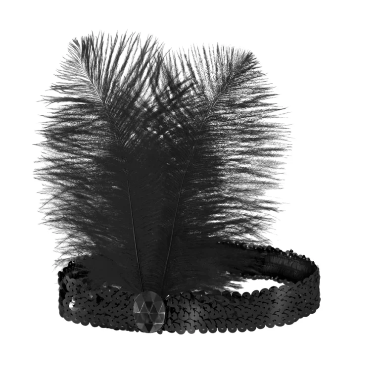 1920s headband with feathers, black