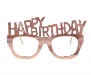 Paper Glasses Happy Birthday, rose gold, 4 pcs.