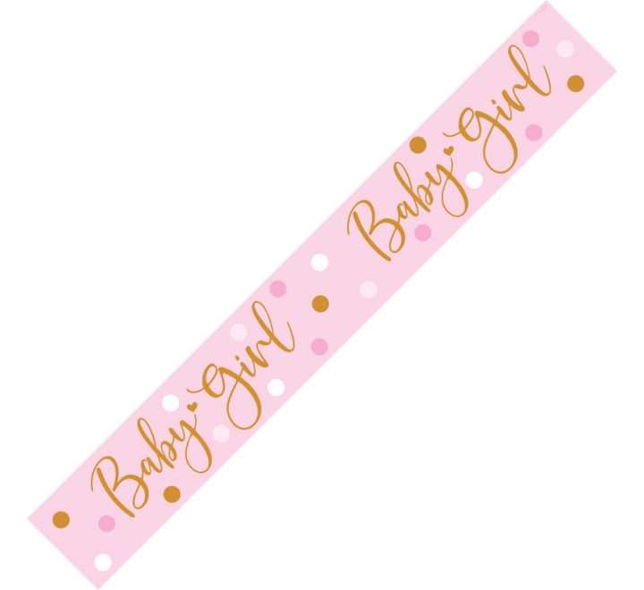 9ft Banner Sparkling Baby Girl Dots Holographic