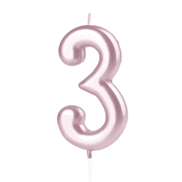 Rose gold numeral candle 3