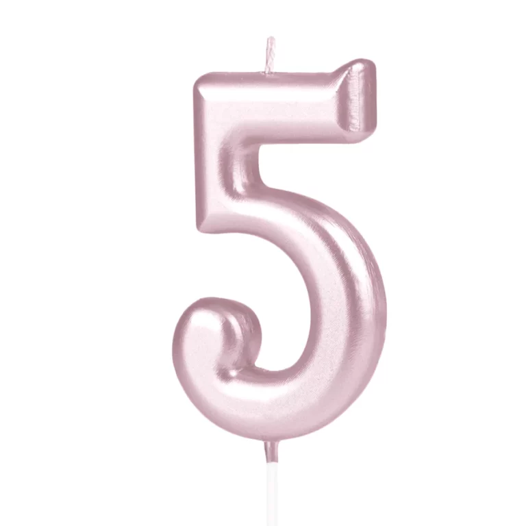 Rose gold numeral candle 5
