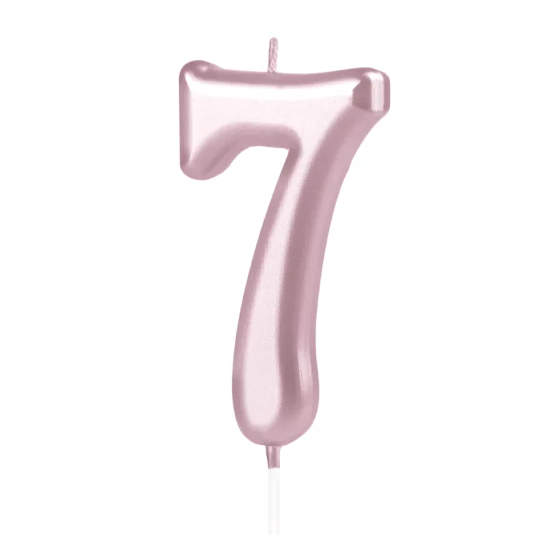 Rose gold numeral candle 7