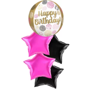 Gems Happy Birthday Black and Pink  Bouquet