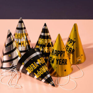 Party Hats - Black,Gold, HNY - 10 cm - 6 pieces